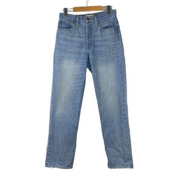 Madewell The Dad Jean Blue Button Fly High Rise Distressed Light Wash Denim 25 - Picture 1 of 16